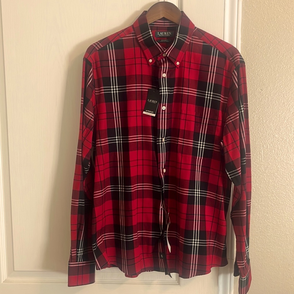 Tartan Plaid Lauren by Ralph Lauren  Size large sport shirt new w tags